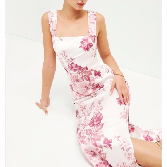 NEW Reformation Silk Earl Dress Crista 4 - Picture 6 of 13